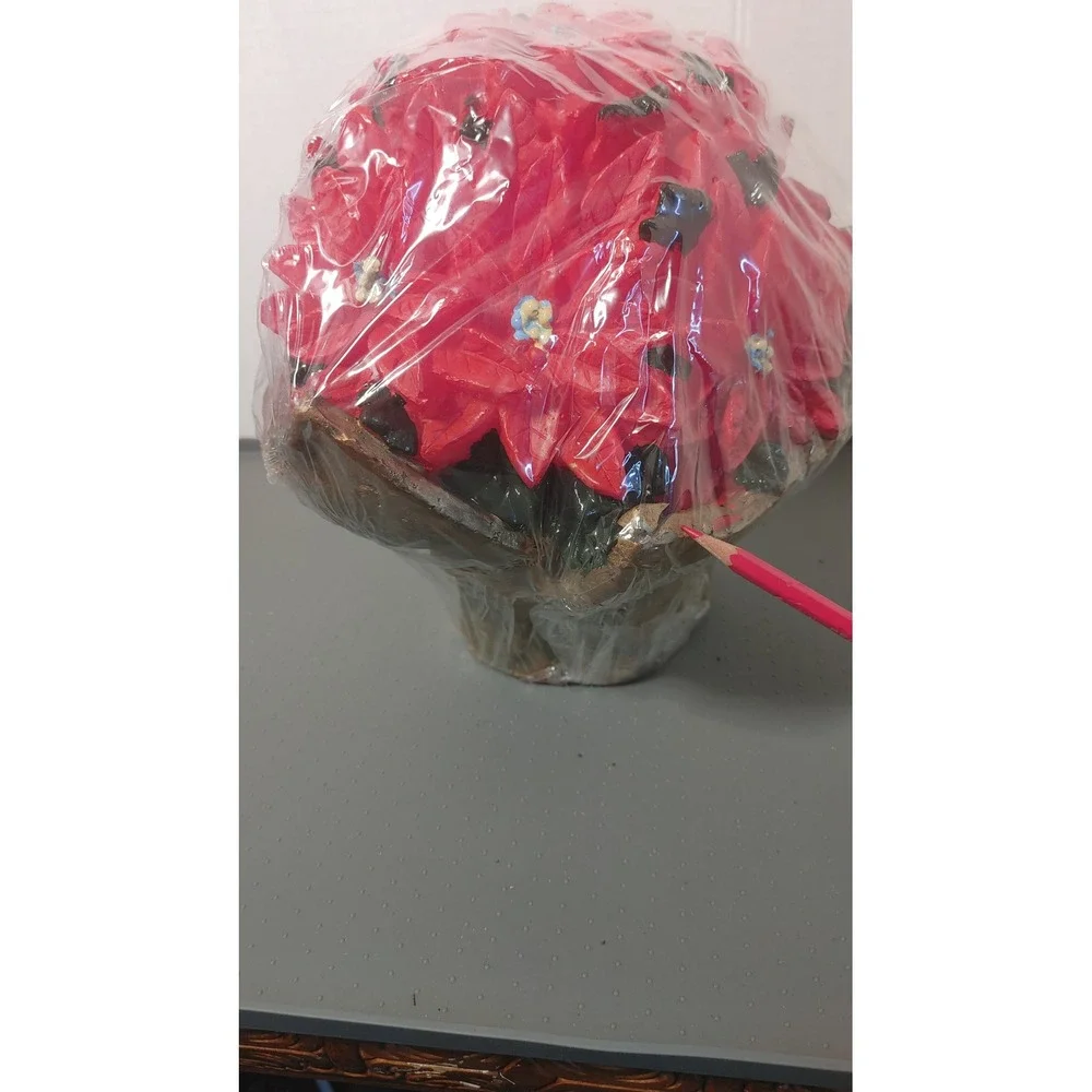 Delicates: (Large) Poinsettia 100% Wax Candle Arrangement Red Holiday Decor